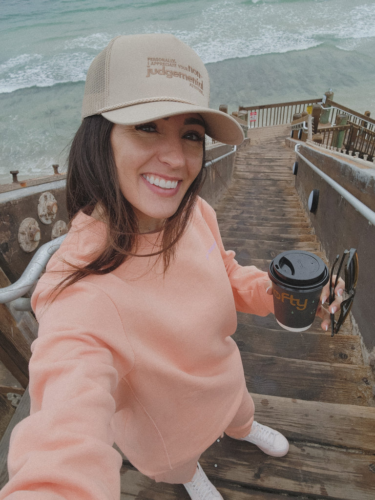 judgemental attitude" trucker hat selfie angle 