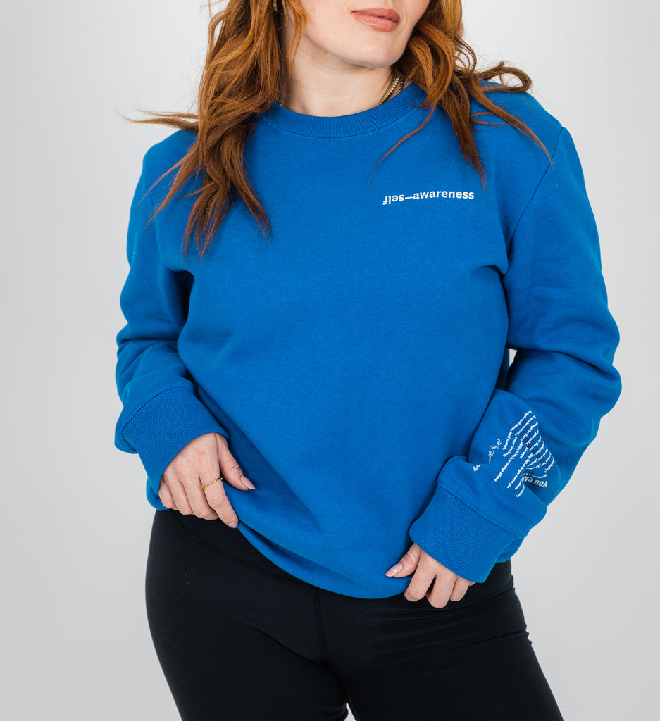 you can french blue sweatshirt mental health chest logo